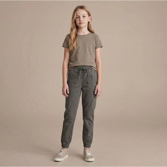 sz 0/24 - Teen Girls Olive Green Cargo Style Cotton Jogger Pants by Telepatia - Picture 2 of 8
